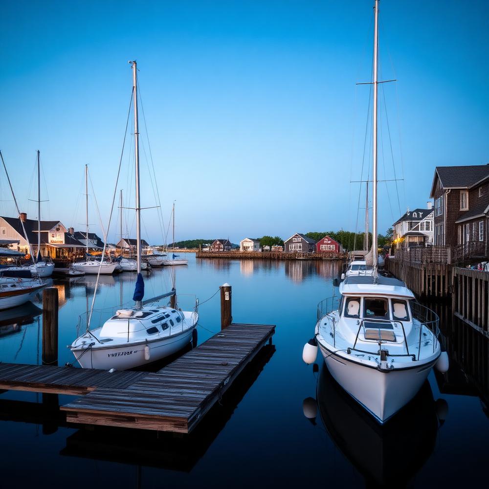 Vineyard Haven Harbor at blue hour